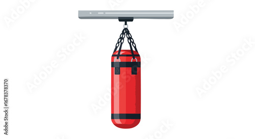 Vibrant illustration of a hanging red punching bag, symbolizing combat sports and fitness, perfect for gym posters or workout visuals