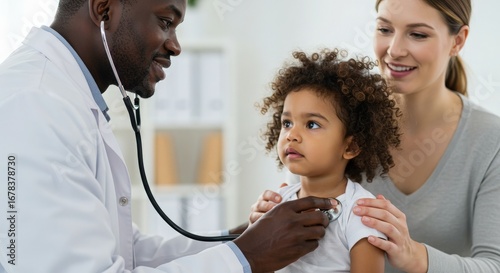 Wallpaper Mural Doctor examining a little girl with a stethoscope while her mother is watching Torontodigital.ca