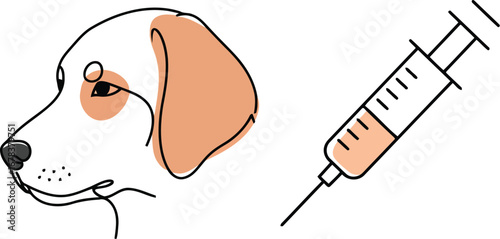 Dog vaccination vet care pet health line art