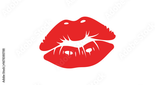 Scarlet Pout: Bold Red Lips Isolated on a Pristine White Canvas in Graphic Style150 characters, maximum 150 characters, no comma or special