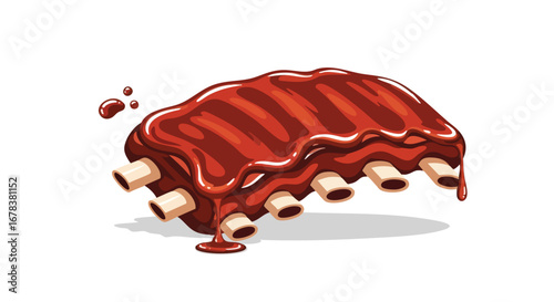 Delicious Grilled Ribs Drenched in Tangy BBQ Sauce: A Culinary Delight with Irresistible Flavors