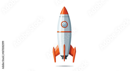 Stylish space rocket illustration against a pristine white backdrop highlighting its iconic design and symbolism of innovation and exploration
