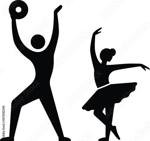Ballet dancers silhouette rhythm grace