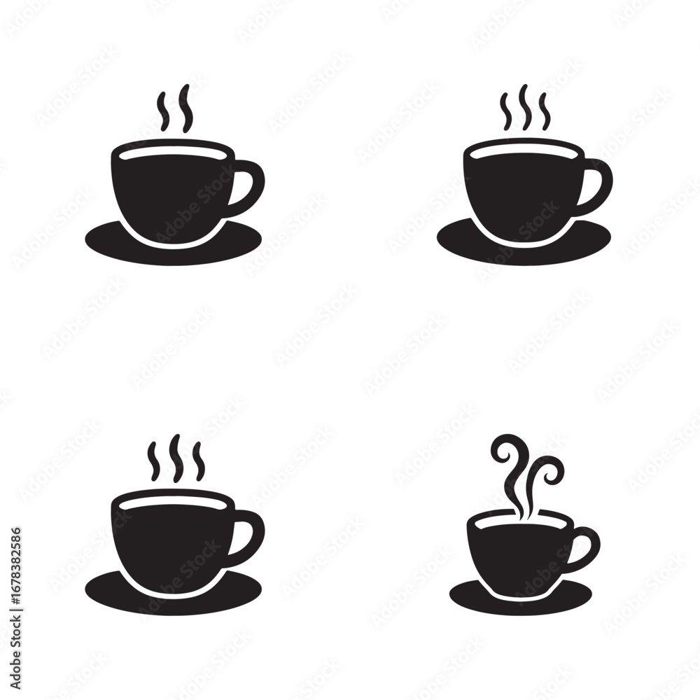 Obraz premium Hot coffee cup icon set