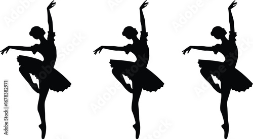 Ballet dancers silhouette trio