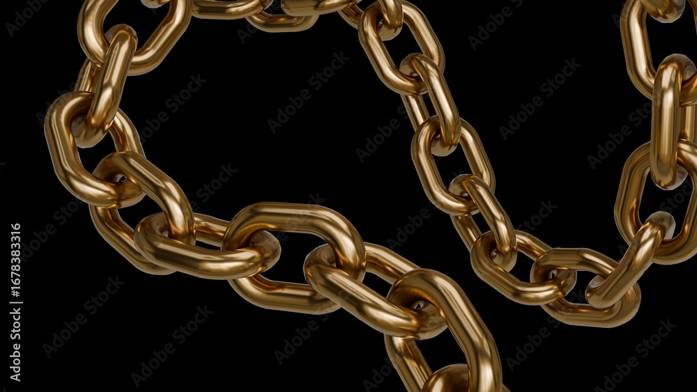 Fototapeta premium Gold Metal Chain Isolated 3d Background