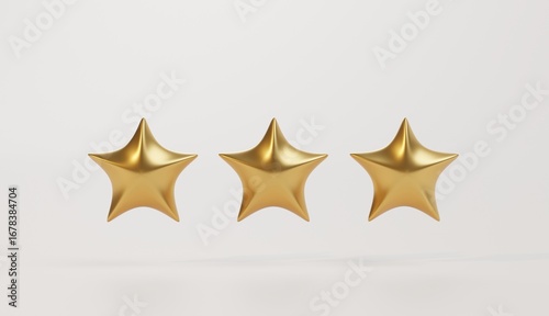 3 Golden Star Rating Isolated 3d Background