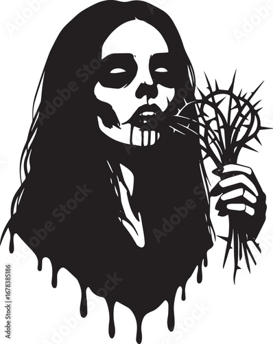 Pale woman with thorns and blood: A symbolic and striking artist