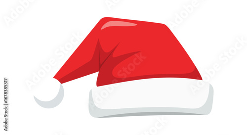 Festive santa claus hat illustration with classic red and white design brings holiday cheer and joyous spirit this season creating happiness and