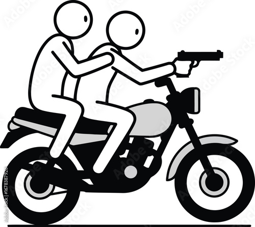 Robbery on motorcycle bandit with gun