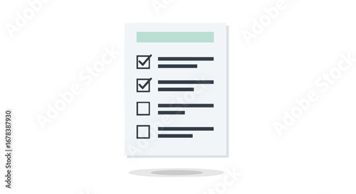 Completed task list checklist with checkmarks indicating finished actions, a symbol of accomplished tasks and productive workflow process