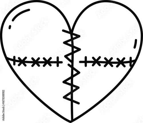 Mended heart outline healing love repair