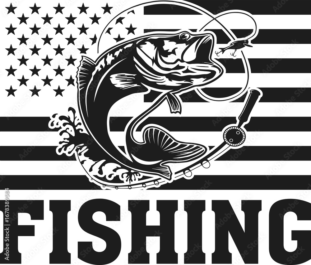 Fototapeta premium Fishing T-shirt design, fishing vector, fishing design