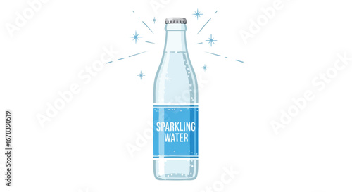 Effervescent Elixir: An Illustration of Sparkling Water Elegance and Refreshment in a Bottle Depicting Purity and Hydration