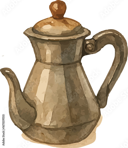 Watercolor Teapot Style Coffee Pot