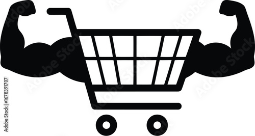 Strong shopping cart icon fitness retail power
