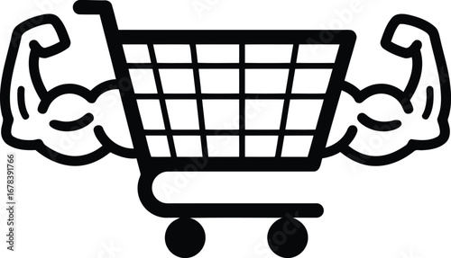 Strong shopping cart with muscular arms