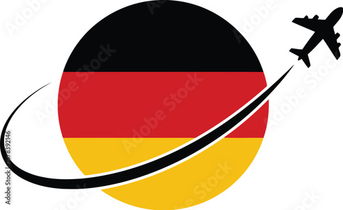 Germany travel icon airplane flight path