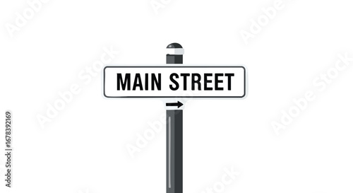 Classic main street sign on a neutral background, evoking a sense of quintessential americana and small-town charm, a familiar marker