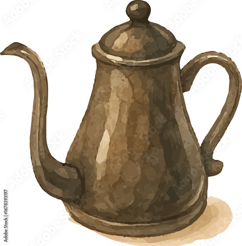 Watercolor Vintage Coffee Pot Design