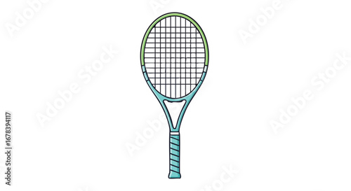 Isolated illustration of a vibrant tennis racket symbolizing recreation, exercise, and outdoor sporting activities, evoking a sense of dynamic