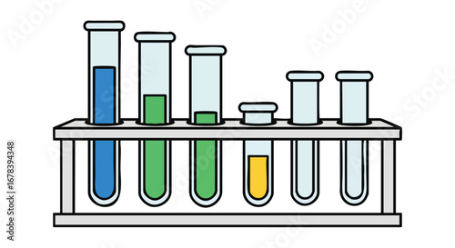 Colorful Laboratory Setup Illustration Showcasing Experiments and Scientific Process Depiction Testing Substances in Chemistry
