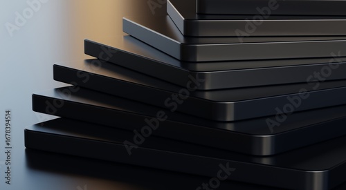 Black Layered Geometric Abstract 3D Design Background