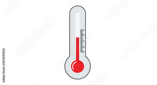 Medical thermometer illustration showing elevated temperature levels suggesting potential health concern for diagnosis, or environmental heat stress