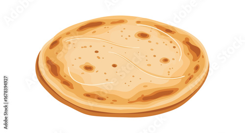 Golden flatbread illustration featuring a warm color palette and simplistic design evoking culinary traditions and comfort food appeal