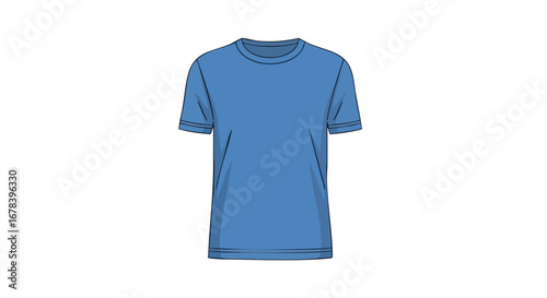 Simple azure t-shirt graphic illustration perfect for product presentation or clothing template visuals with its clean isolated style