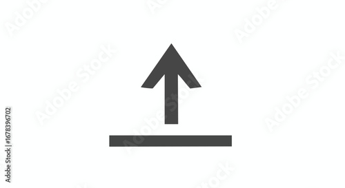 Minimalist graphical arrow indicating directional movement upwards for uploads process simple style guide vector graphic design 80 characters