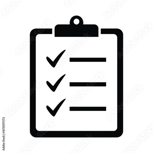 Checklist Icon Simple Black and White To-Do List Graphic