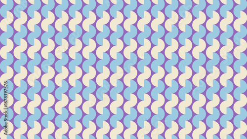 Retro Geometric Abstract Seamless Wave Pattern with Pastel Curved Shapes