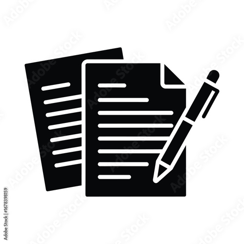Document & Pen Icon Simple, Clean Design for Writing, Editing, and Note-Taking