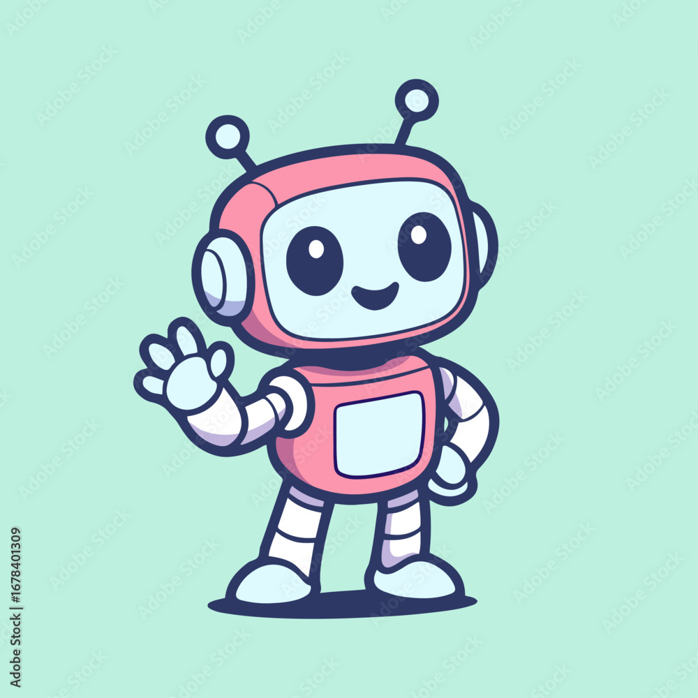 Fototapeta premium 2d flat illustration of a cute robot