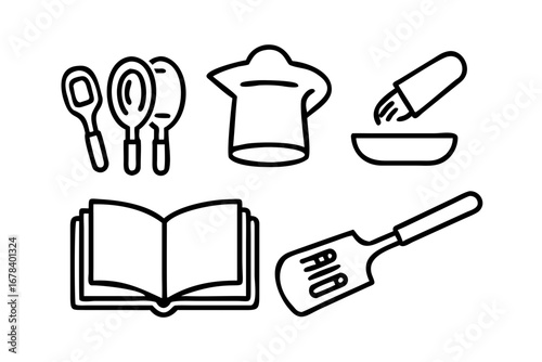 Vector art of cooking utensils and recipe book