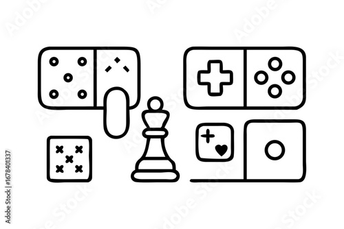 Vector art of domino and chess piece for board game concept