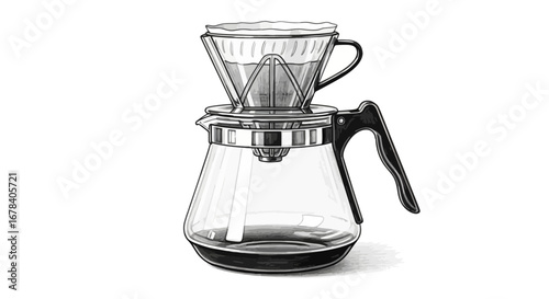 Elegant pour-over coffee maker illustration showcasing simple design