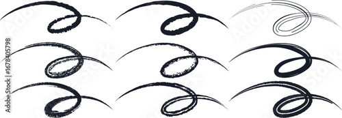 vector set of art lines with brush