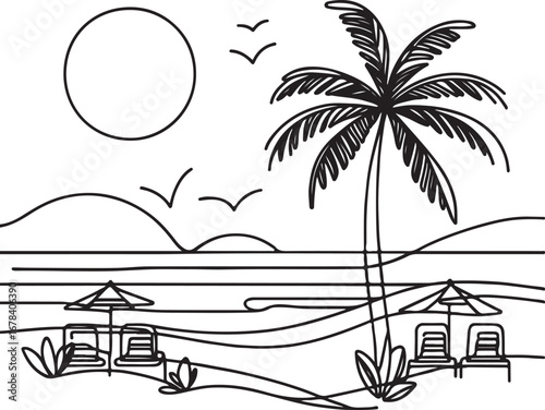 palm trees on the beach for summer