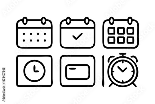 Vector art of calendar and clock icons for time management