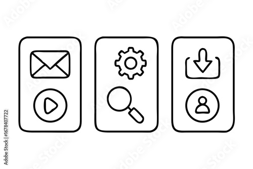 Vector art of collection of minimalist icons for web and app design isolated on white