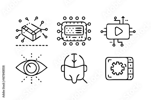 Vector art of set of artificial intelligence icons