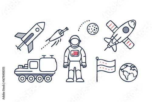 Vector art of space exploration icons set