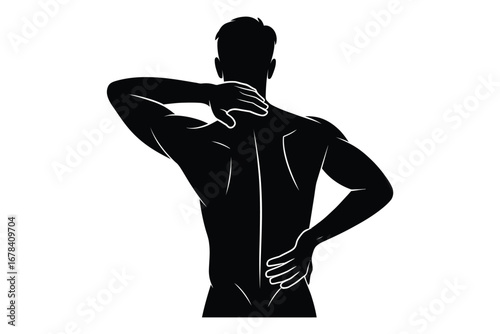 Silhouette of a person experiencing neck and lower back pain