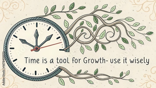 Conceptual Illustration of Time and Personal Growth.
