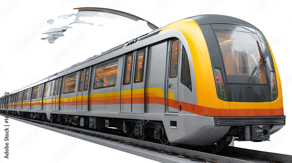 Naklejka premium Modern Subway Train 3d rendered, isolated on transparent background