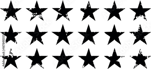 Grunge Star Vector Set (18 Variants) – Rough Style Decorative Elements
