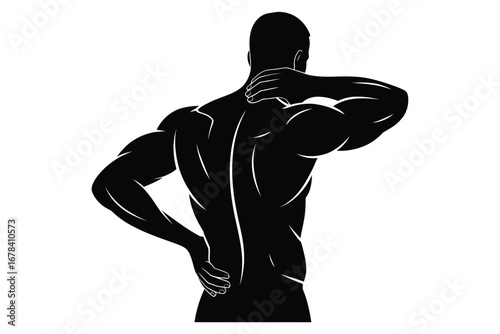 Silhouette of a man experiencing severe back and neck pain and discomfort