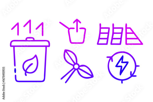 Vector art of renewable energy and ecology icons